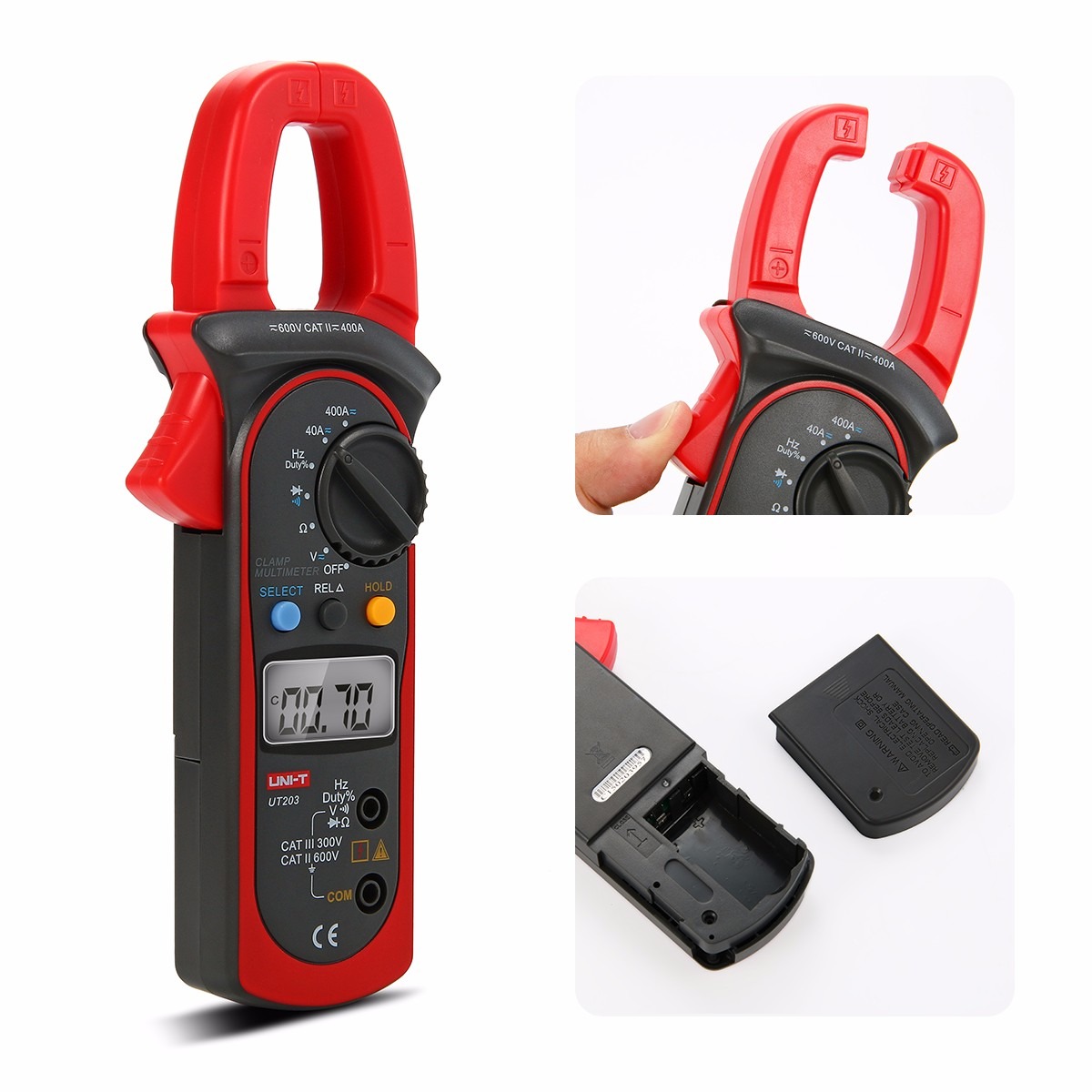 UNI-T (UT-203) Digital Clamp Multimeter DC/AC Voltage & Current,, resistance, frequency, duty cycle, continuity Tester. - Image 4