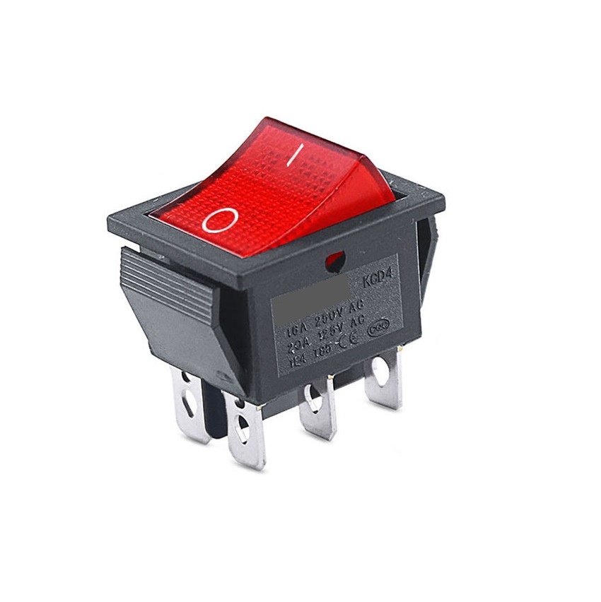 Rocker Boat ON/OFF Switch 6 Pin (KCD4) Red (10 pcs) > Automation & Controls