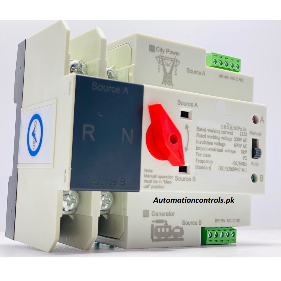 ATS Automatic Transfer Switch 2pole 125A (DIN Rail type)